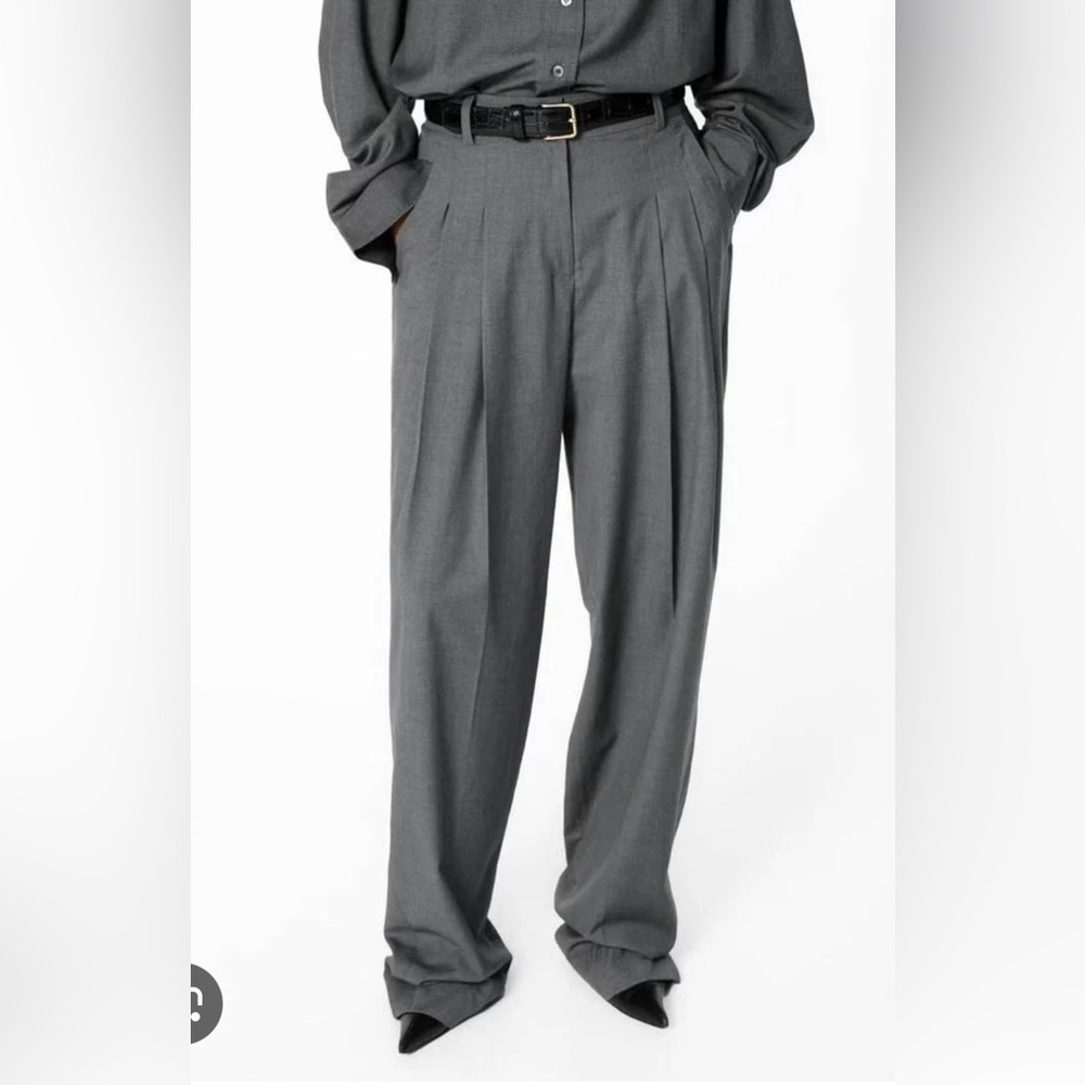 Sanna NY Paper Moon Pleated Wide Leg Trousers-Graphite